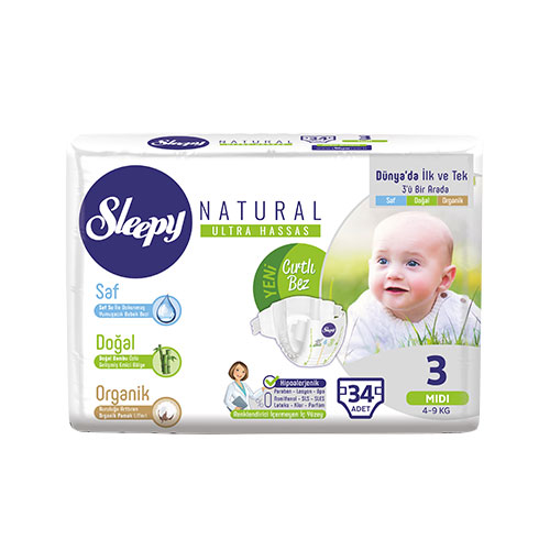 Sleepy Natural Bantlı Bez Midi 3 Beden