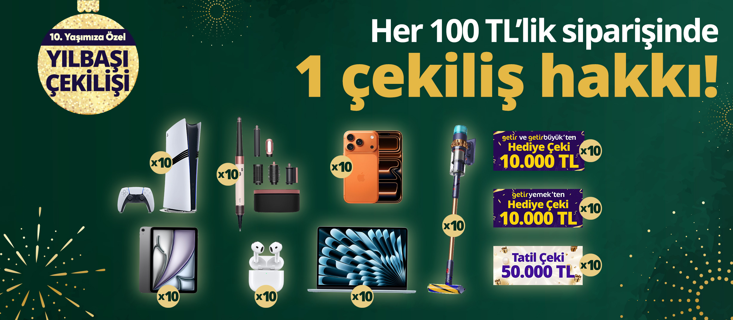 Her 100 TL'lik siparişinde 1 çekiliş hakkı!